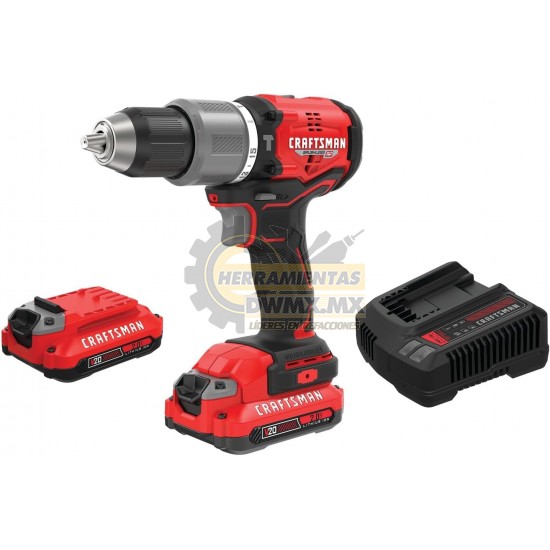 KIT ROTOMARTILLO INALAMBRICO BRUSHLESS DE 1/2 PULG 20V CRAFTSMAN CMCD732D2              