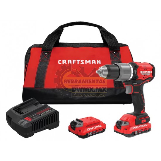 KIT ROTOMARTILLO INALAMBRICO BRUSHLESS DE 1/2 PULG 20V CRAFTSMAN CMCD732D2              